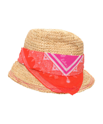 The Islander Raffia Straw Hat color pink hibiscus