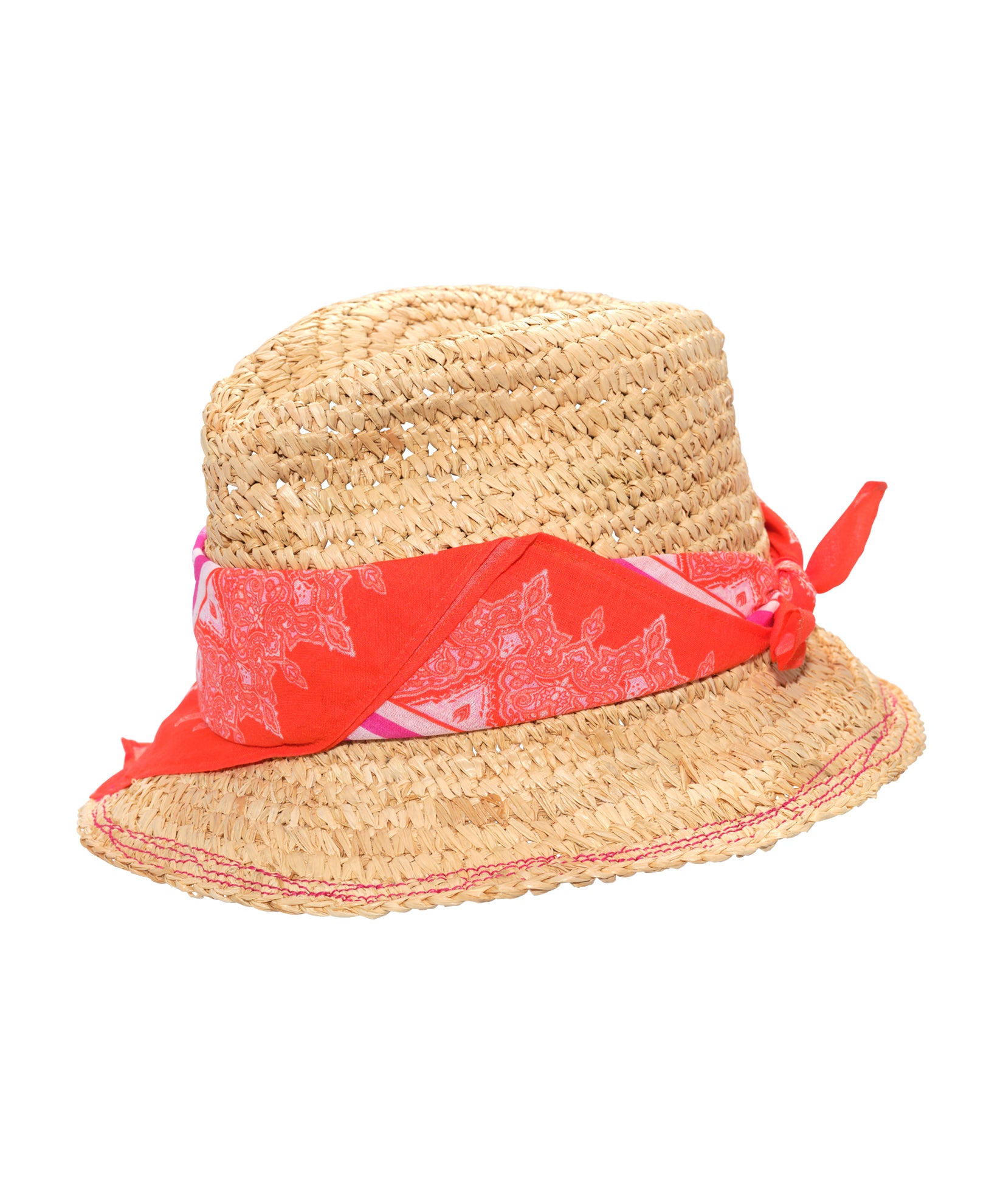 The Islander Raffia Straw Hat color pink hibiscus