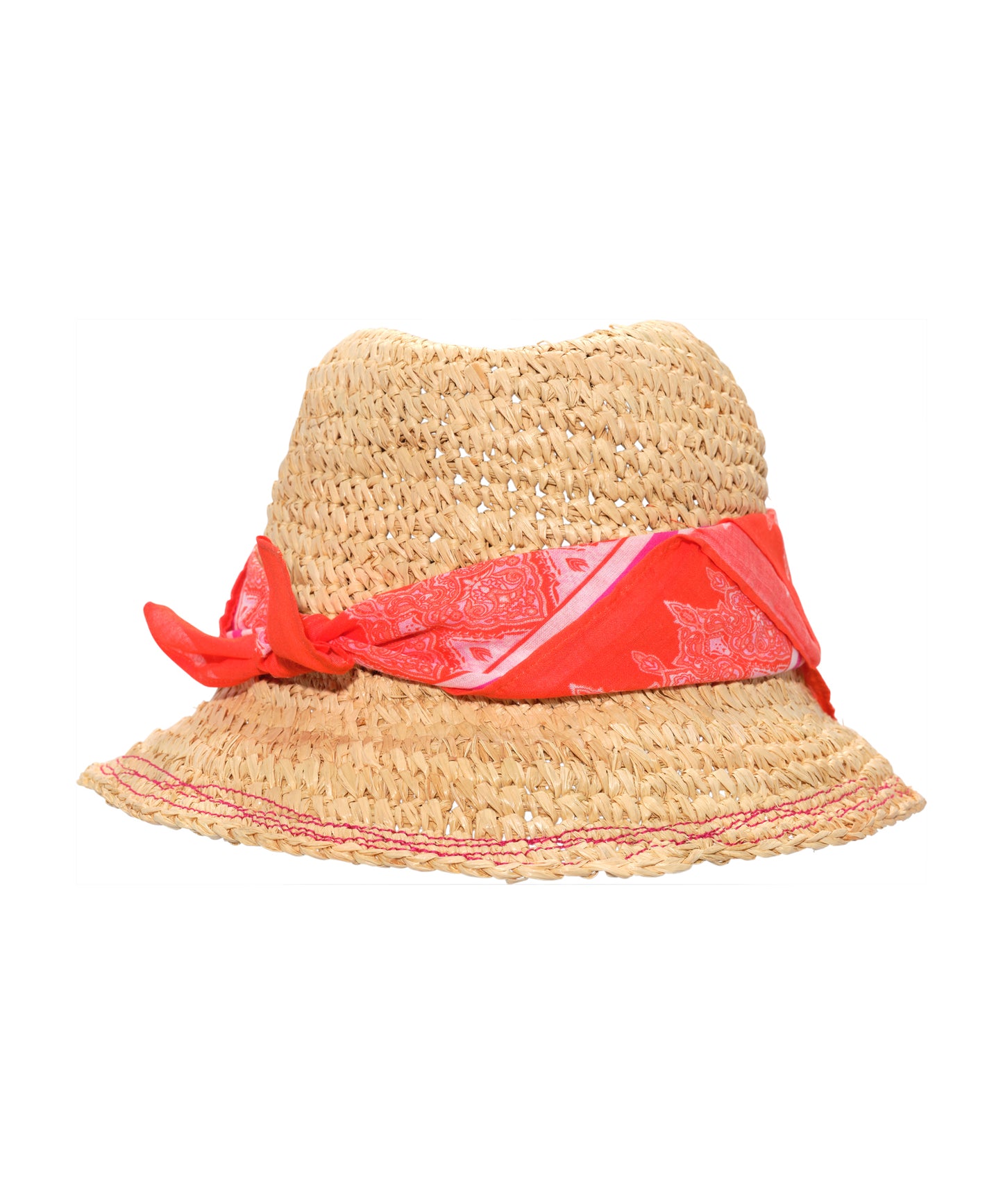 The Islander Raffia Straw Hat color pink hibiscus