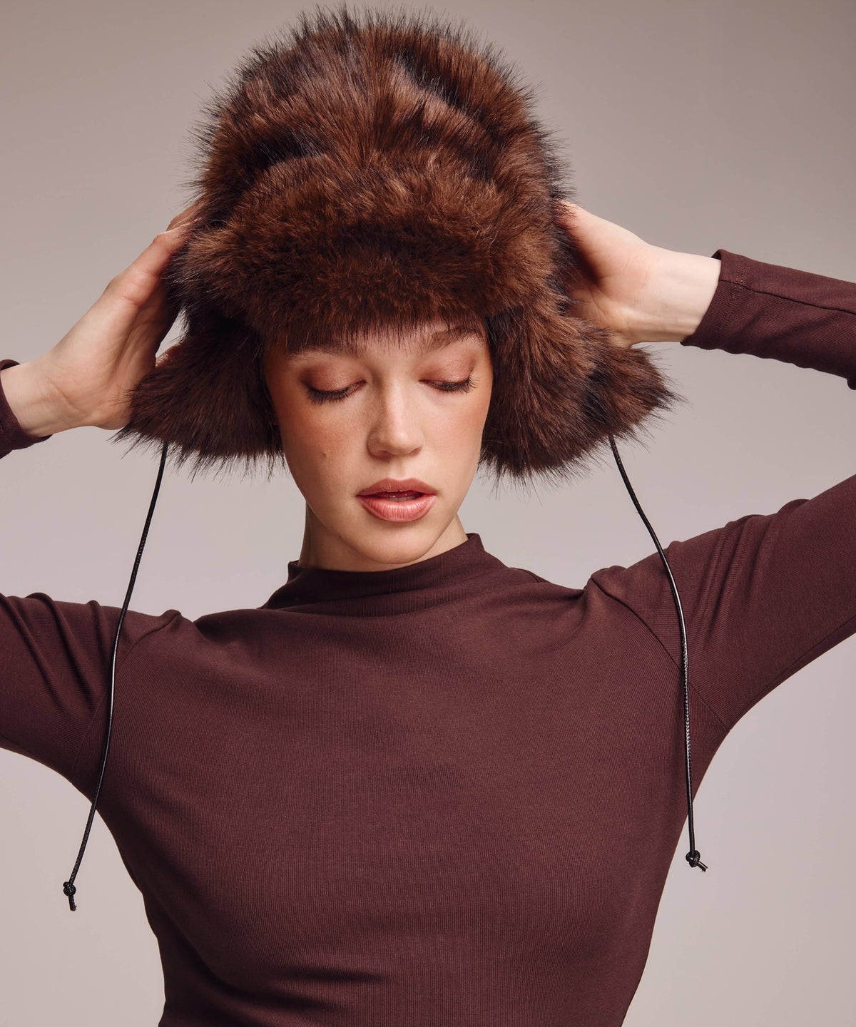 Faux Fur Trapper in Brown