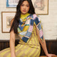 Windowpane 35" Silk Square Scarf in color denim blue