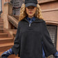 Texture Knit Poncho in color black