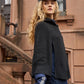 Texture Knit Poncho in color black