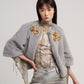 Collarless Fur Jacket With Raglan Sleeves color silver