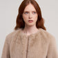 Collarless Fur Jacket With Raglan Sleeves color camel