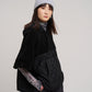 Combo Quilted Hooded Poncho in color black