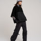Combo Quilted Hooded Poncho in color black