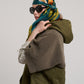 Combo Quilted Hooded Poncho in color olive