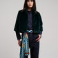 Checks Checks Silk Oblong Scarf in color olive