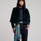 Sheared Mink Faux Fur Jacket in color bottle green