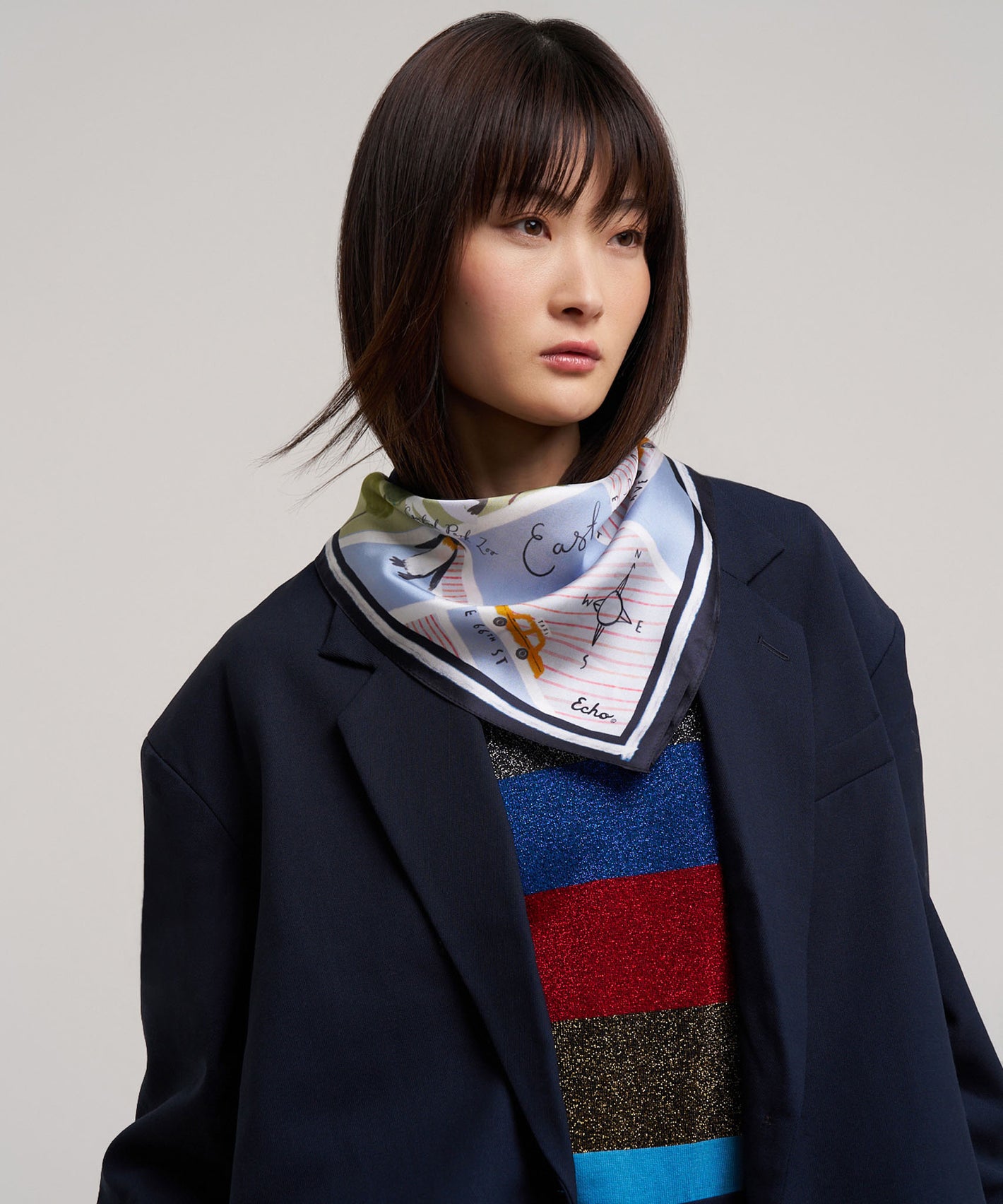 Central Park Silk Bandana in color french blue