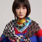 Checks Checks Silk Oblong Scarf in color black