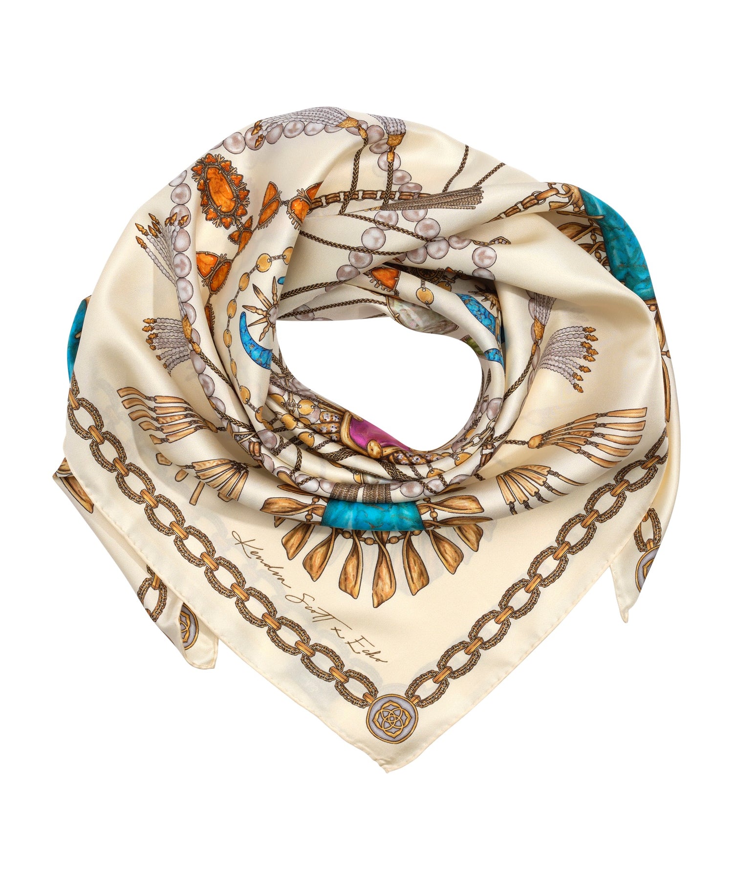 Kendra Scott Echo100 Silk Scarf featuring jewelry