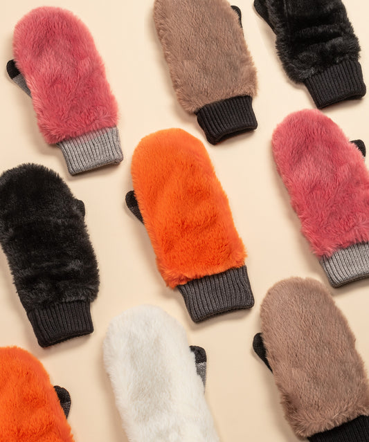 Faux Fur Mitten  in all colors