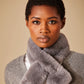 Faux Fur Pull Through With Knit Lining in color Granite Heather