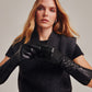 Fully Long Leather Glove in color black