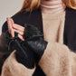 Zip-top Glove With Faux Fur Lining in color Black