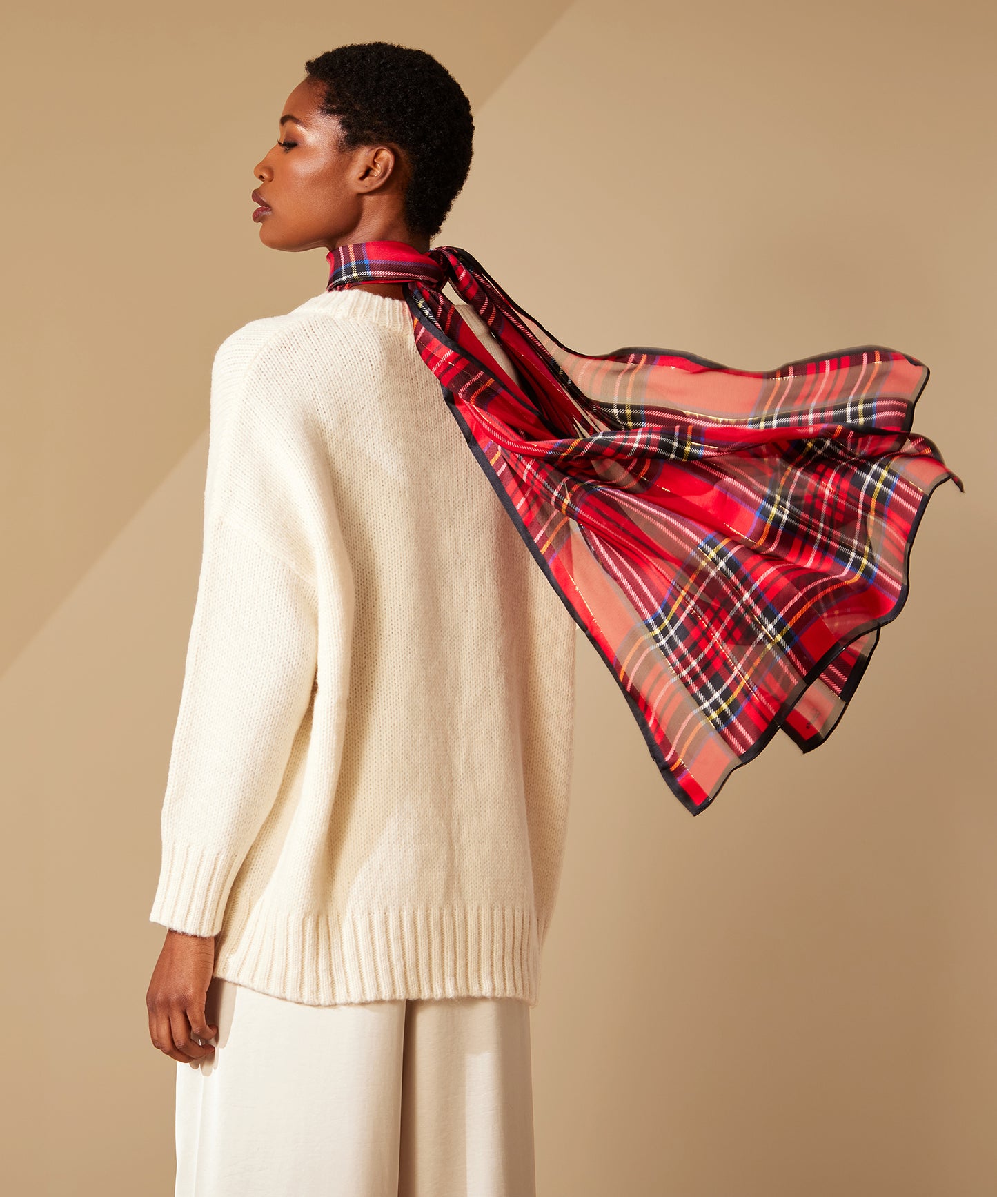 Holiday Plaid Wrap in color Cherry