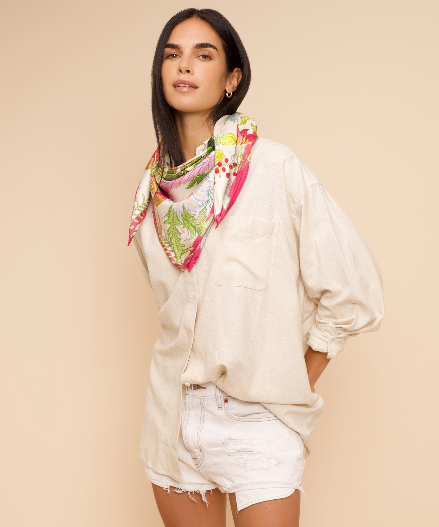 Oasis 35" Silk Square Scarf in color cream