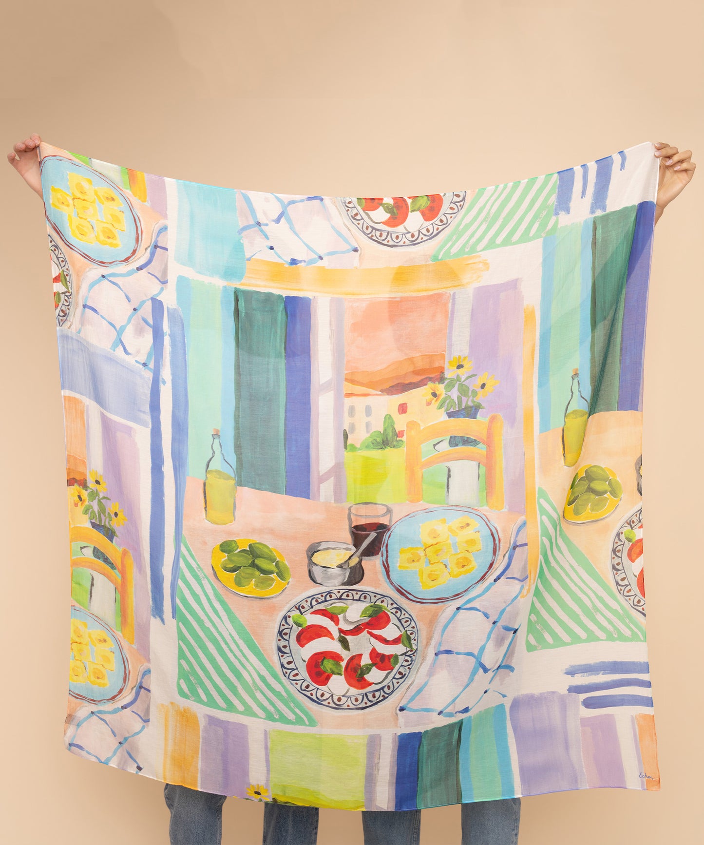 Veranda Oversized Square Scarf in multi