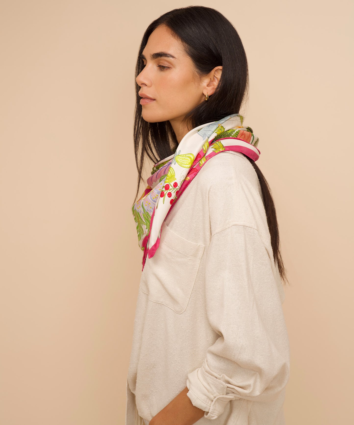 Oasis 35" Silk Square Scarf in color cream