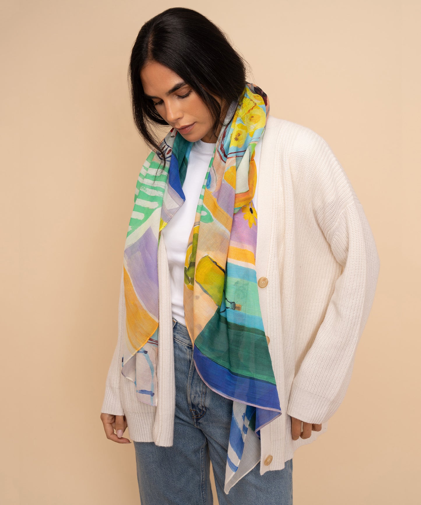 Veranda Oversized Square Scarf in multi