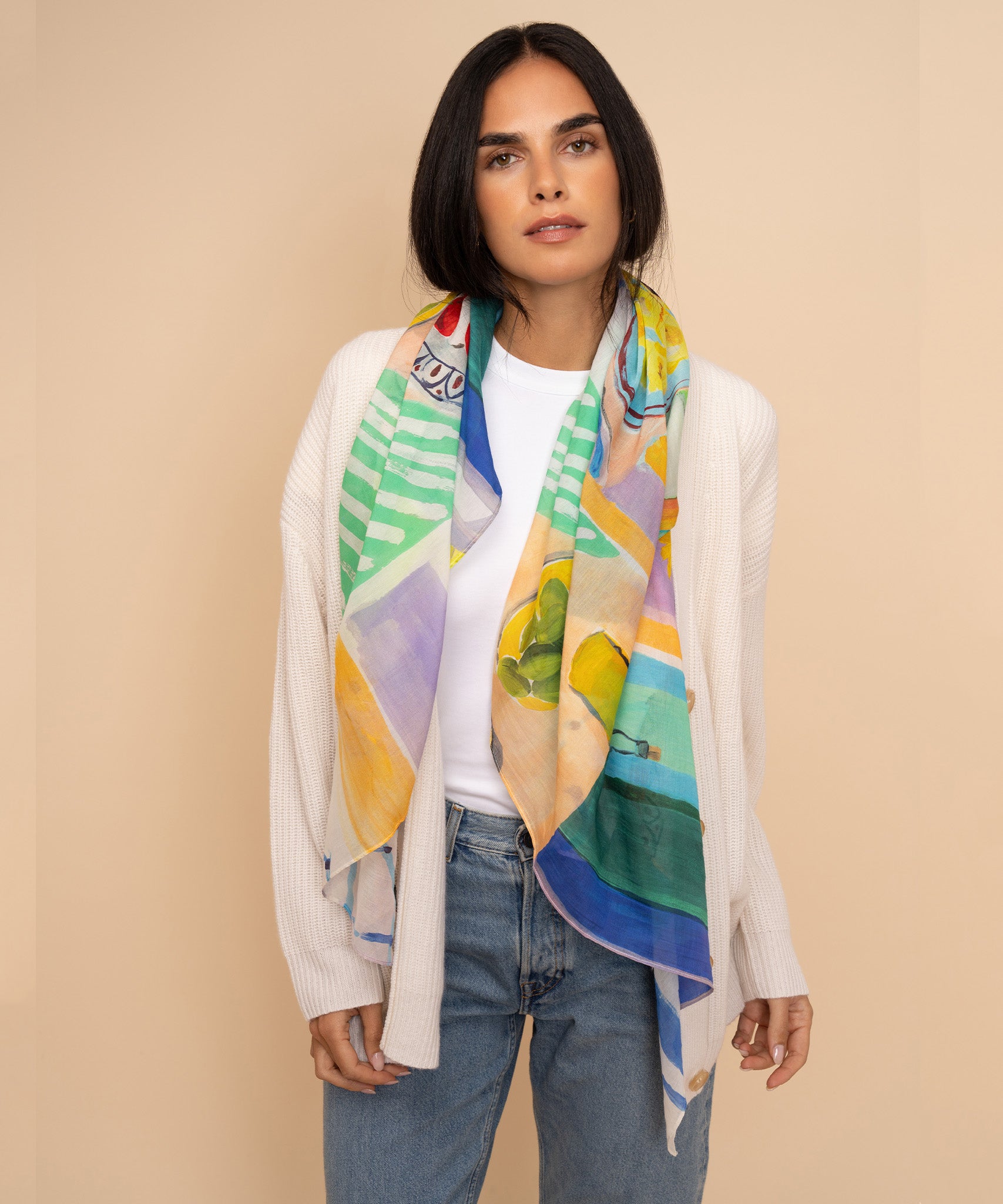 Veranda Oversized Square Scarf in multi