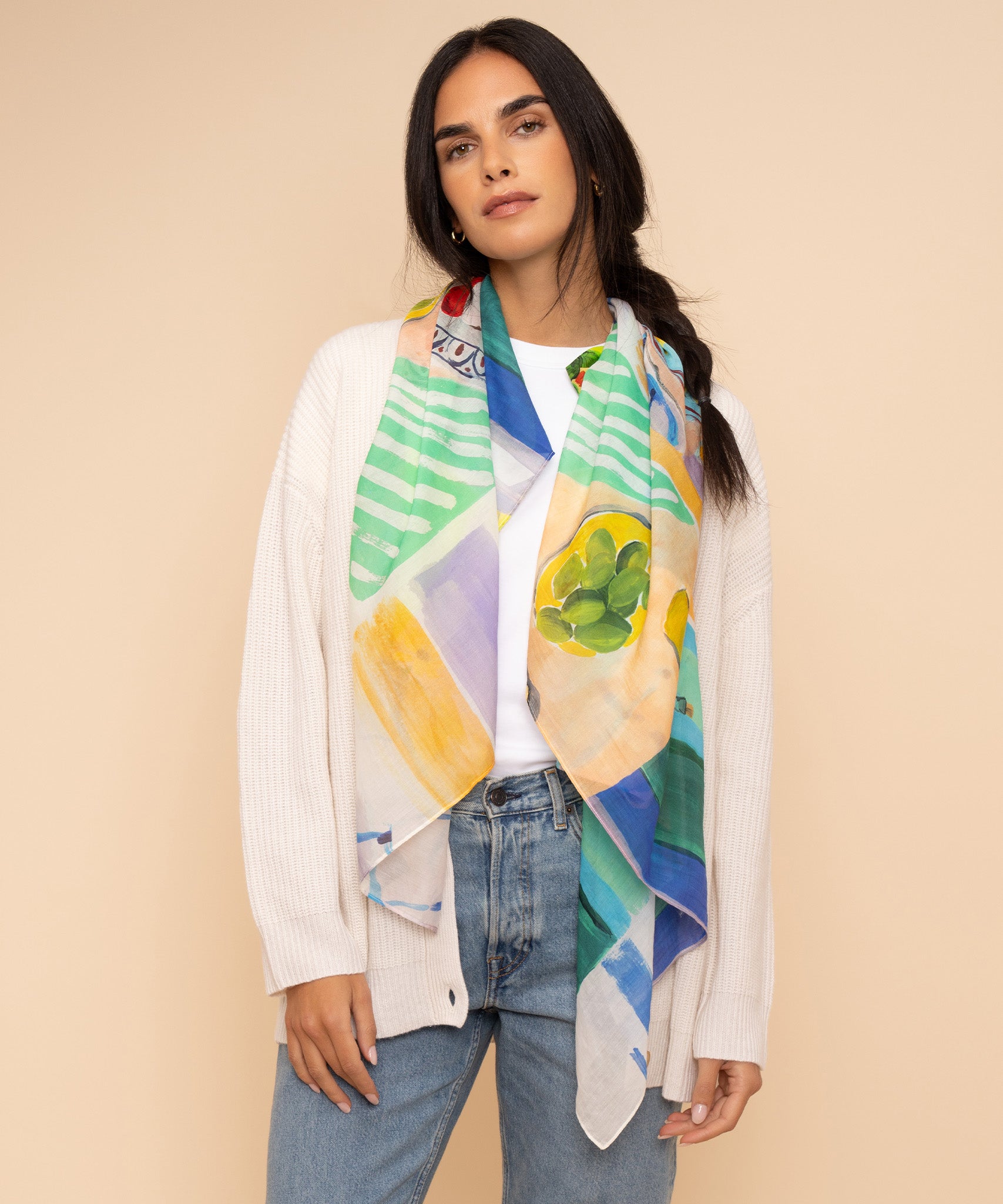 Veranda Oversized Square Scarf in multi