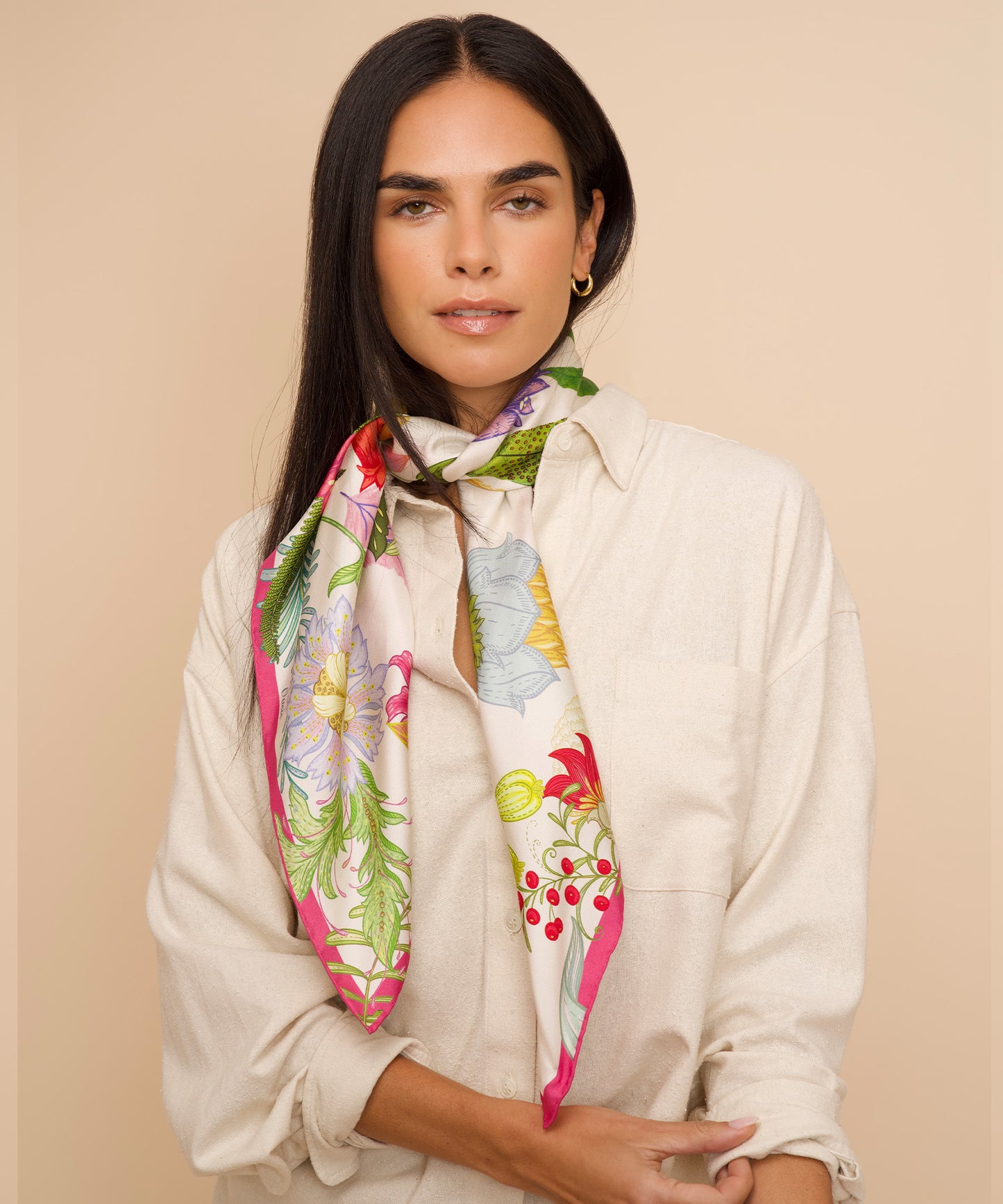 Oasis 35" Silk Square Scarf in color cream