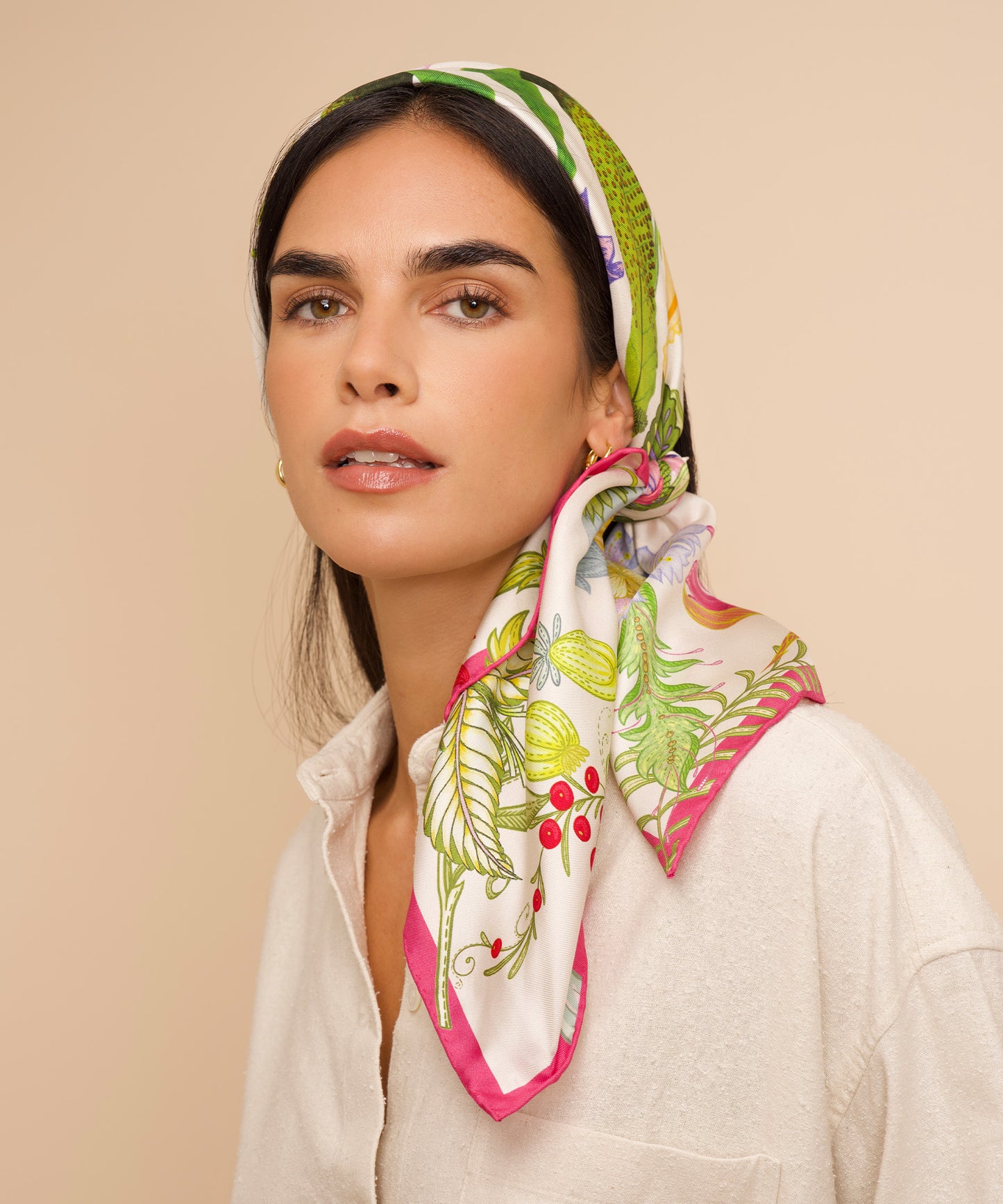 Oasis 35" Silk Square Scarf in color cream