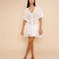 Eyelet Butterfly Caftan in color white