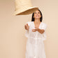 Eyelet Butterfly Caftan in color white
