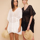 Eyelet Butterfly Caftan in color black