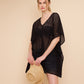 Eyelet Butterfly Caftan in color black