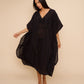 Eyelet Butterfly Maxi Caftan in color black