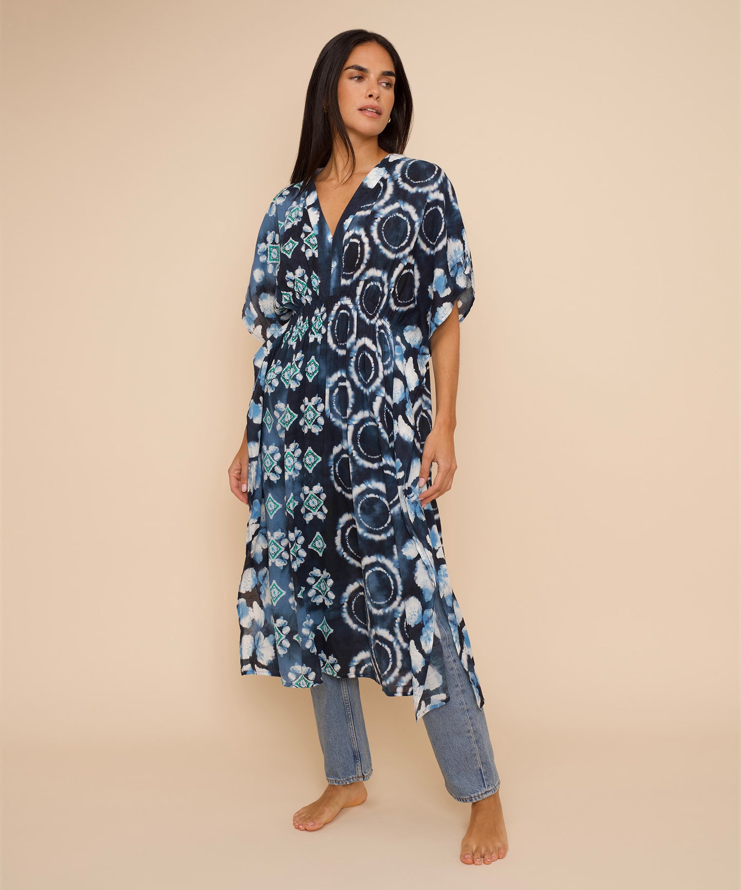 Batik Maxi Caftan n color indigo