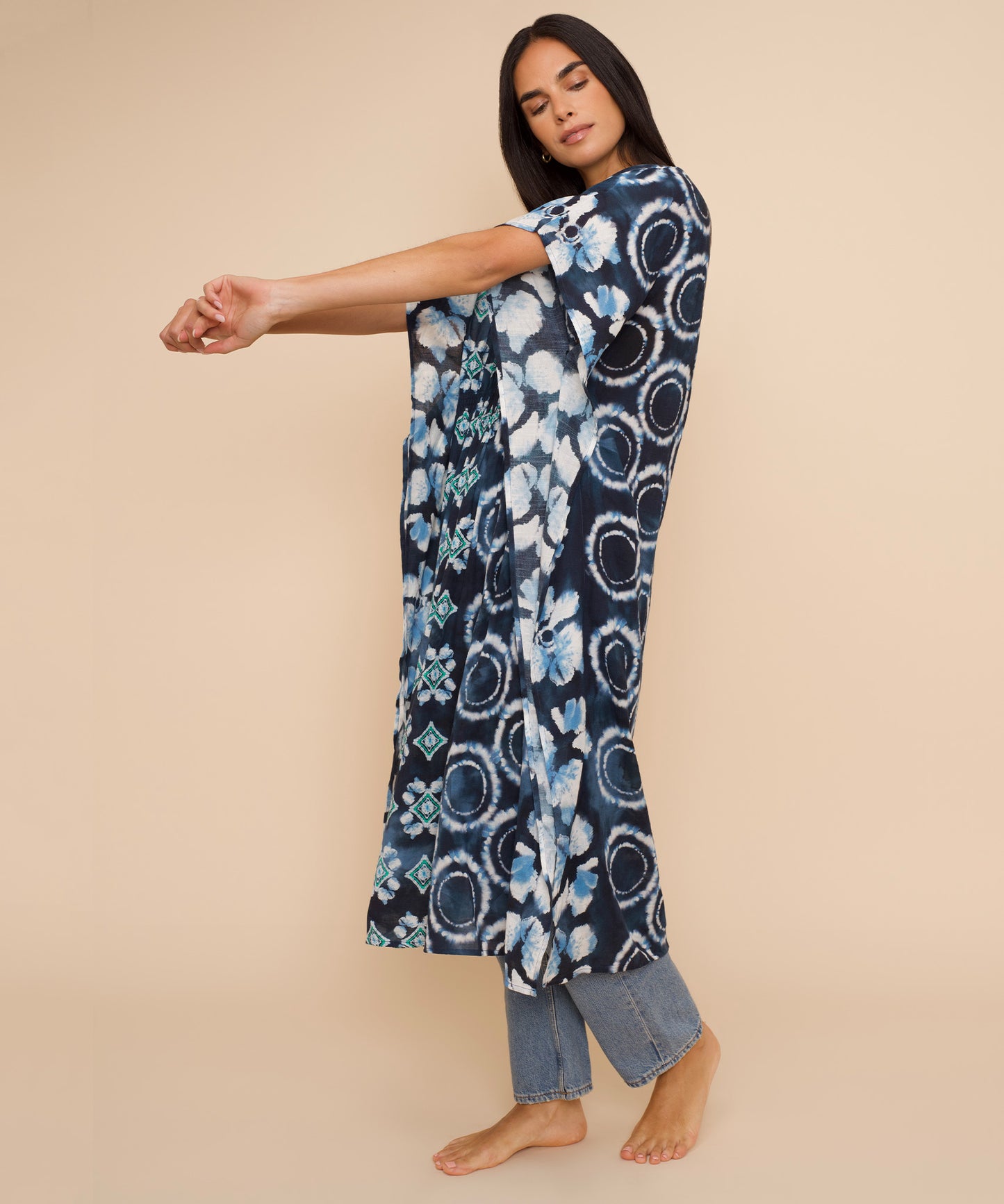 Batik Maxi Caftan n color indigo