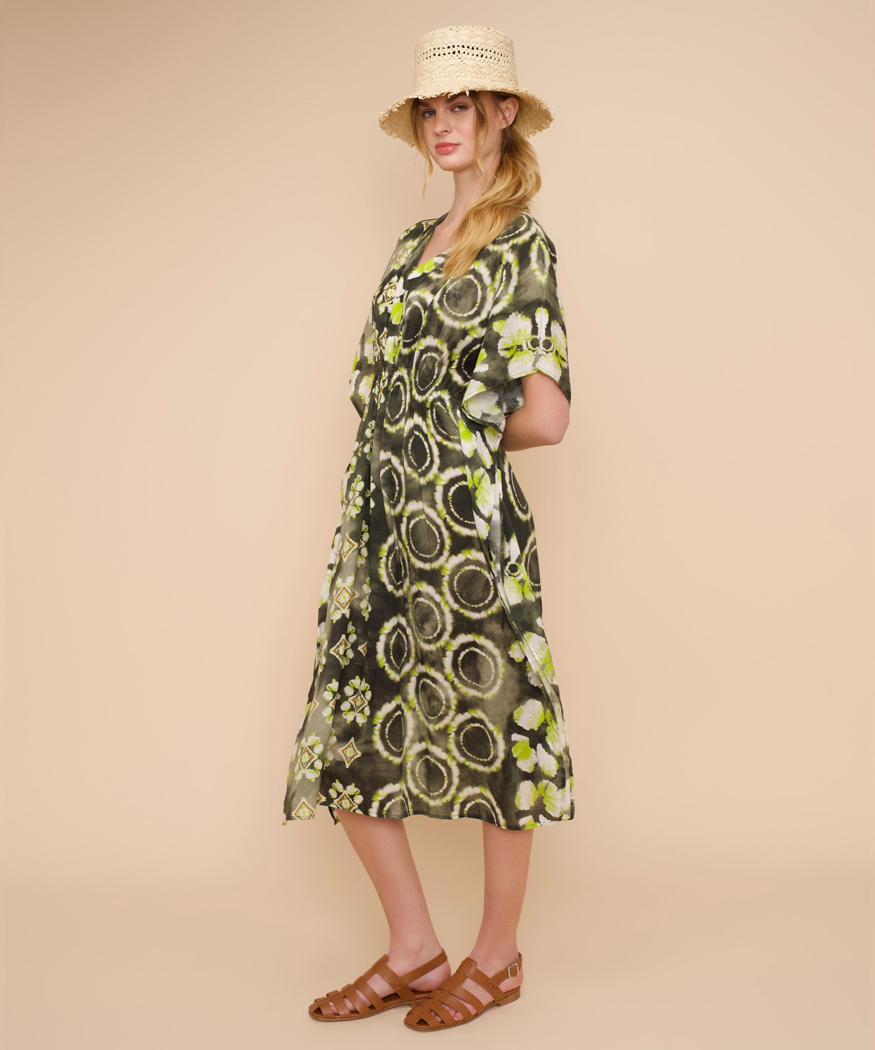 Batik Maxi Caftan in color olive