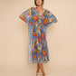 Tile Floral Maxi Caftan in vista blue