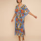 Tile Floral Maxi Caftan in vista blue