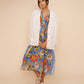 Tile Floral Maxi Caftan in vista blue