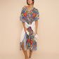 Tile Floral Maxi Caftan in vista blue