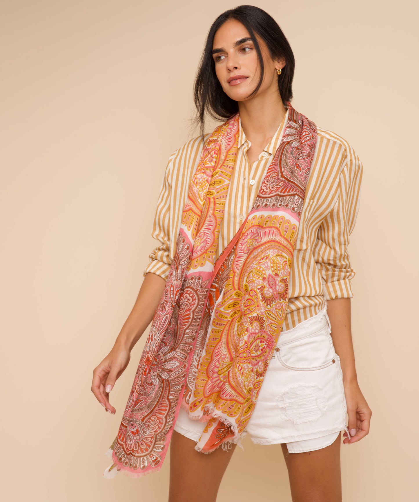 Patchwork Tile Wrap in color guava