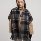 Windowpane Hooded Ruana in color charcoal