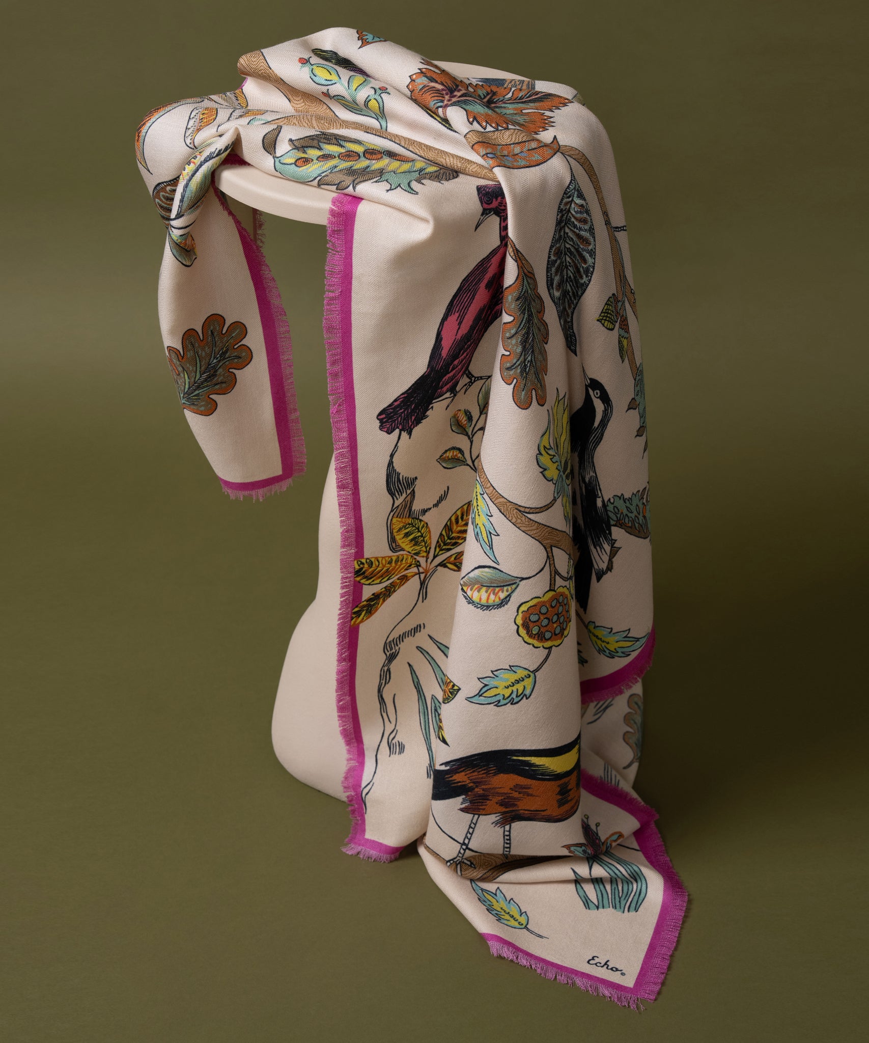 Park Visitors Oversized Square Scarf in color cream