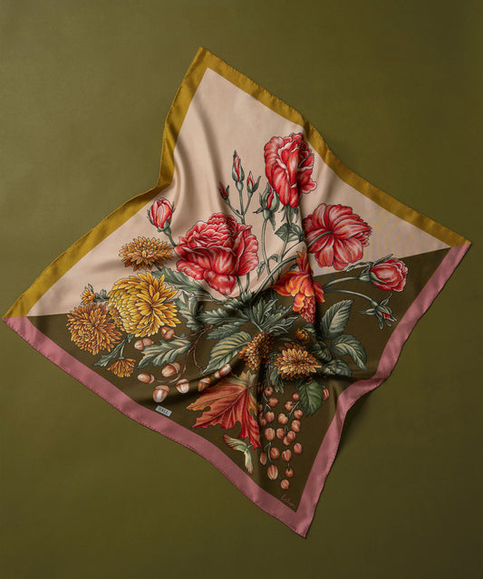 The Seasons Fall Silk Bandana in color multi