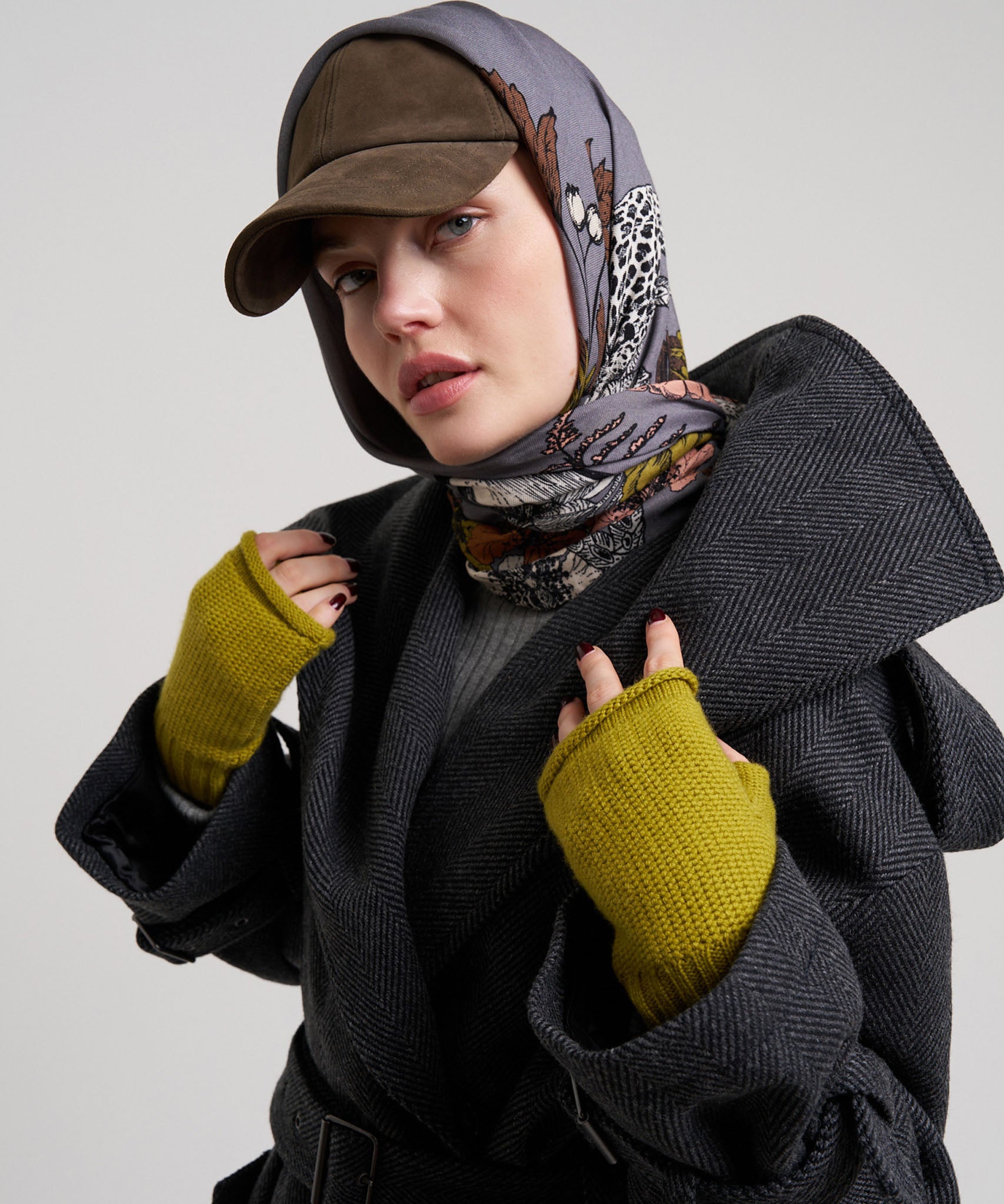Central Park Square Scarf in color charcoal
