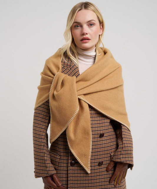 Oversized Triangle Wrap in color camel