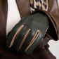 Colorblock Leather Glove in color forest green 