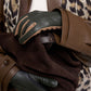 Colorblock Leather Glove in color forest green 